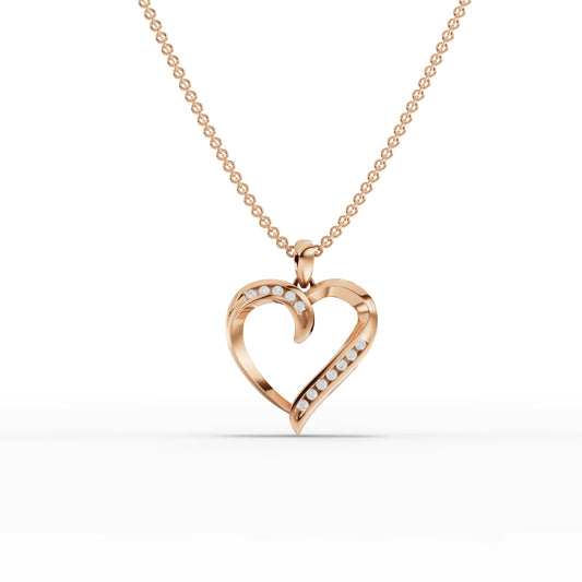 0.12CT Round Lab Diamond Heart Pendant