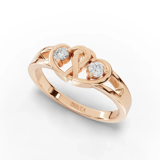 0.14CT Round Lab Diamond Dual Heart Fashion Ring