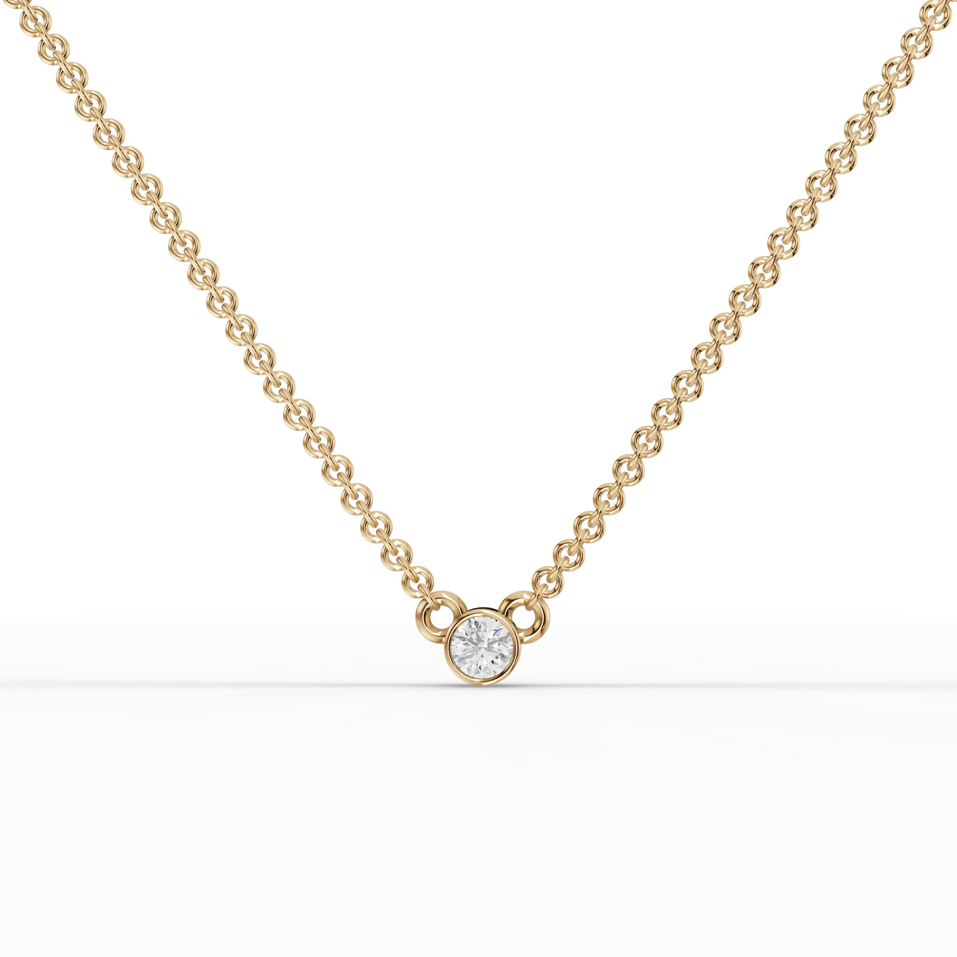 0.1CT Round Lab Diamond Bezel Set Solitaire Pendant