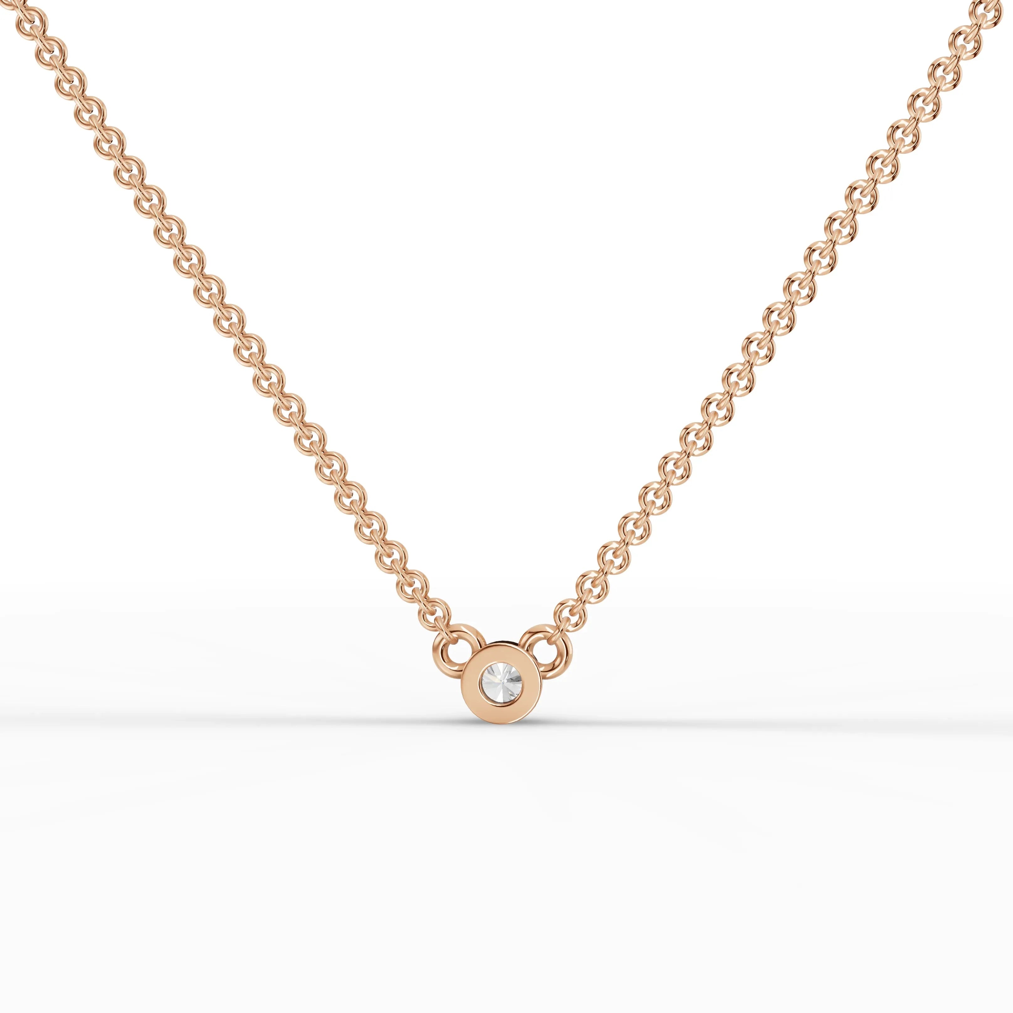 0.1CT Round Lab Diamond Bezel Set Solitaire Pendant