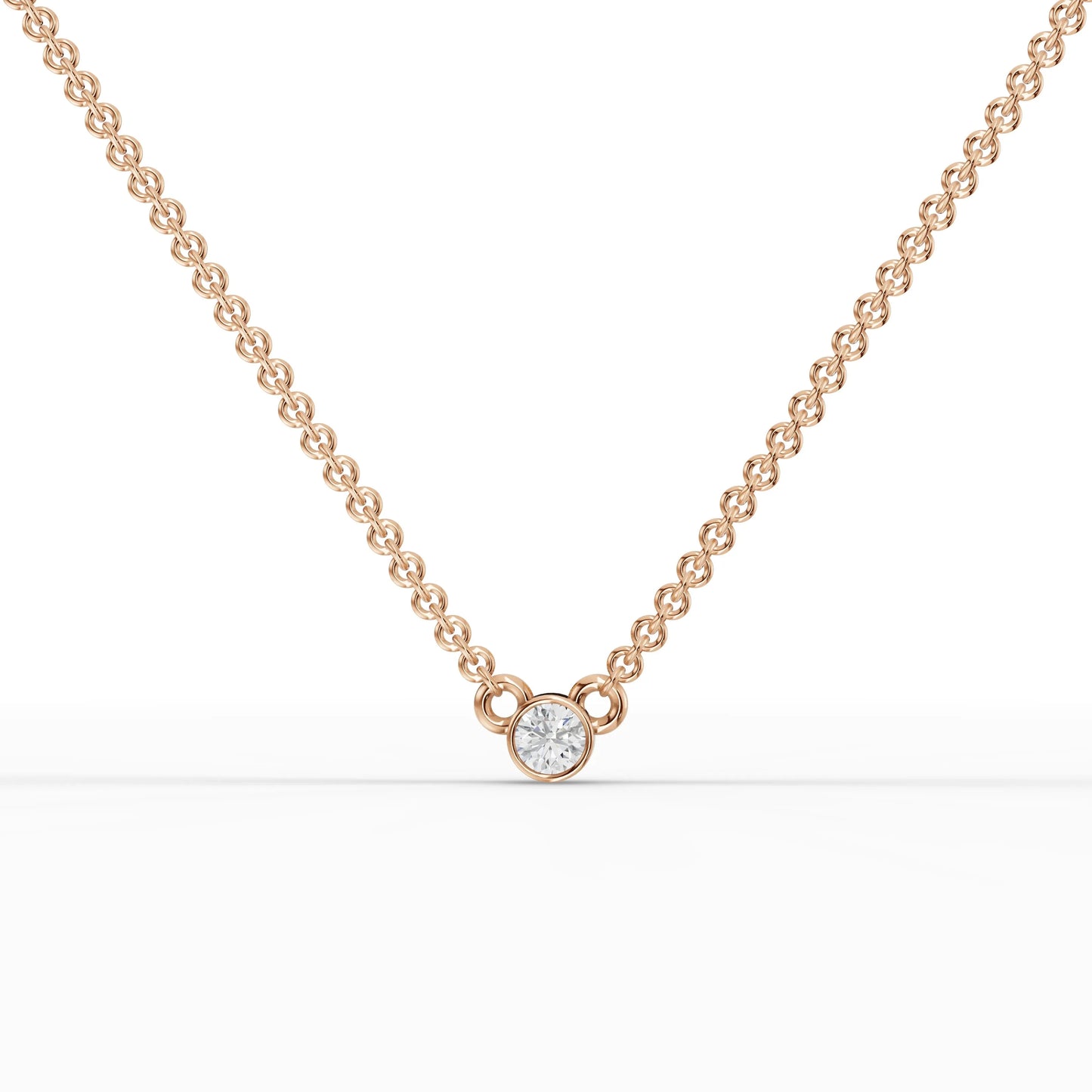 0.1CT Round Lab Diamond Bezel Set Solitaire Pendant