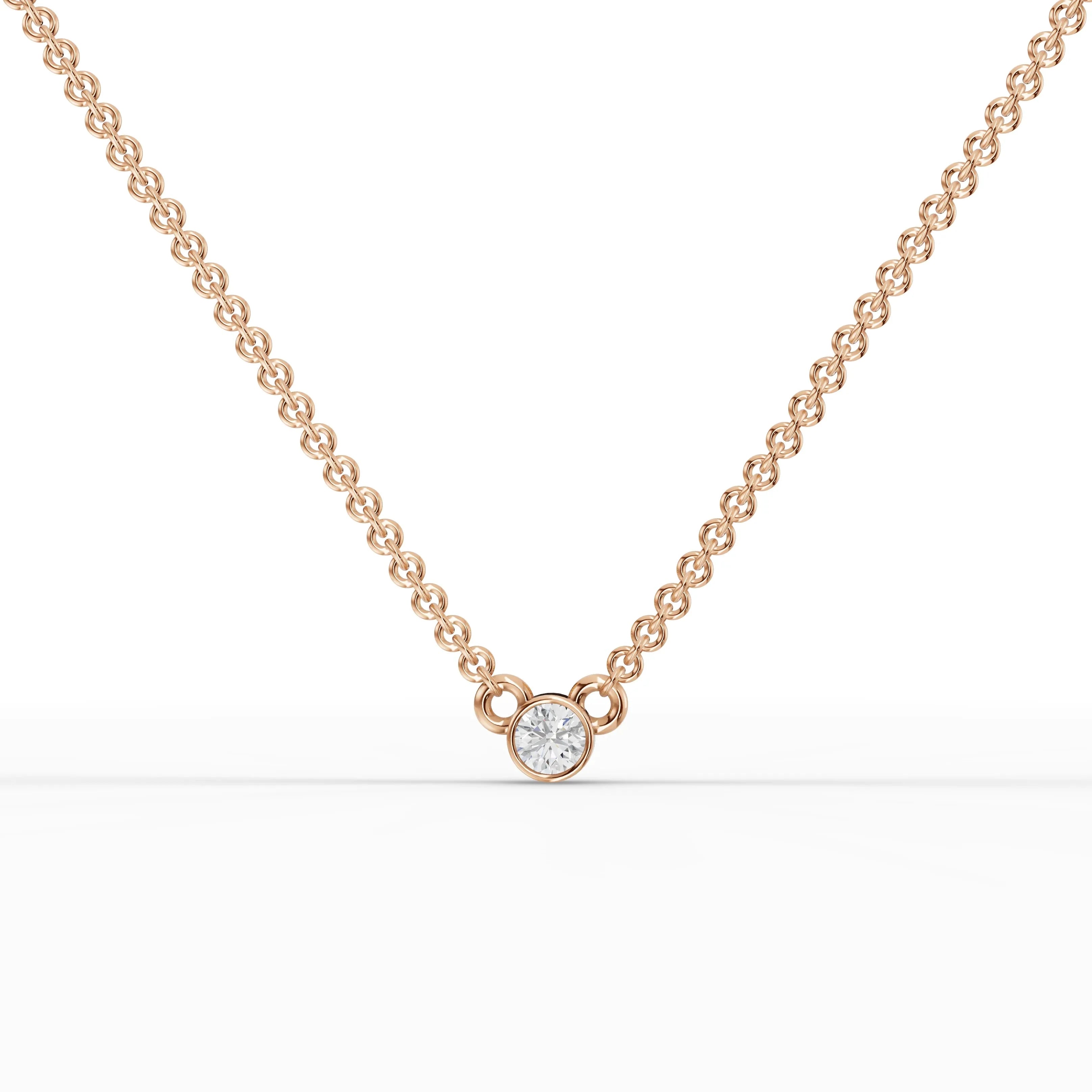0.1CT Round Lab Diamond Bezel Set Solitaire Pendant