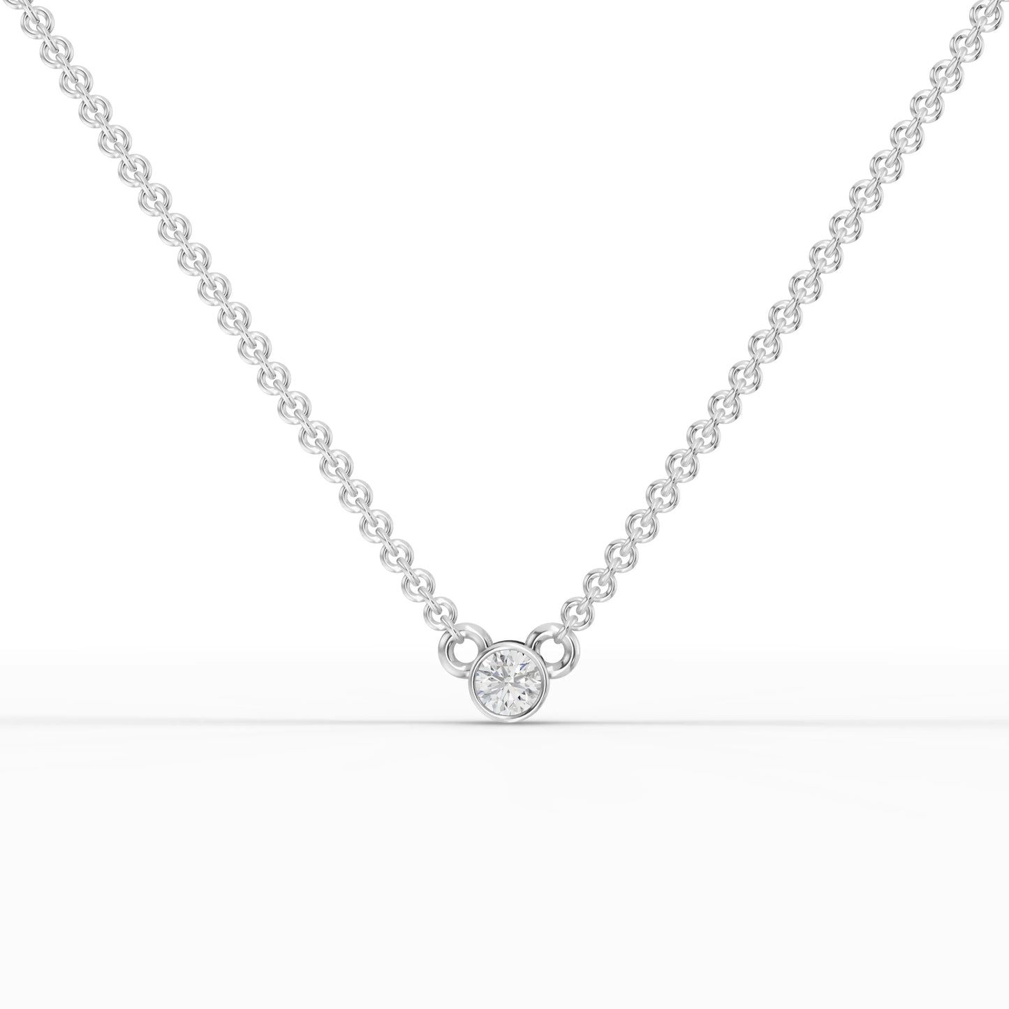 0.1CT Round Lab Diamond Bezel Set Solitaire Pendant