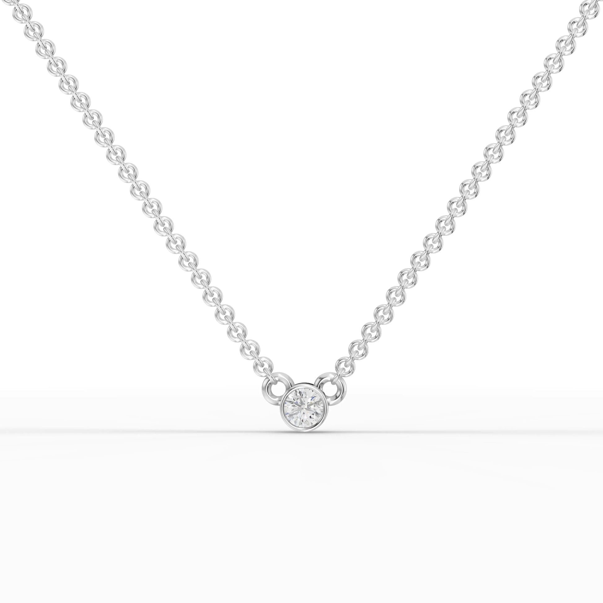 0.1CT Round Lab Diamond Bezel Set Solitaire Pendant