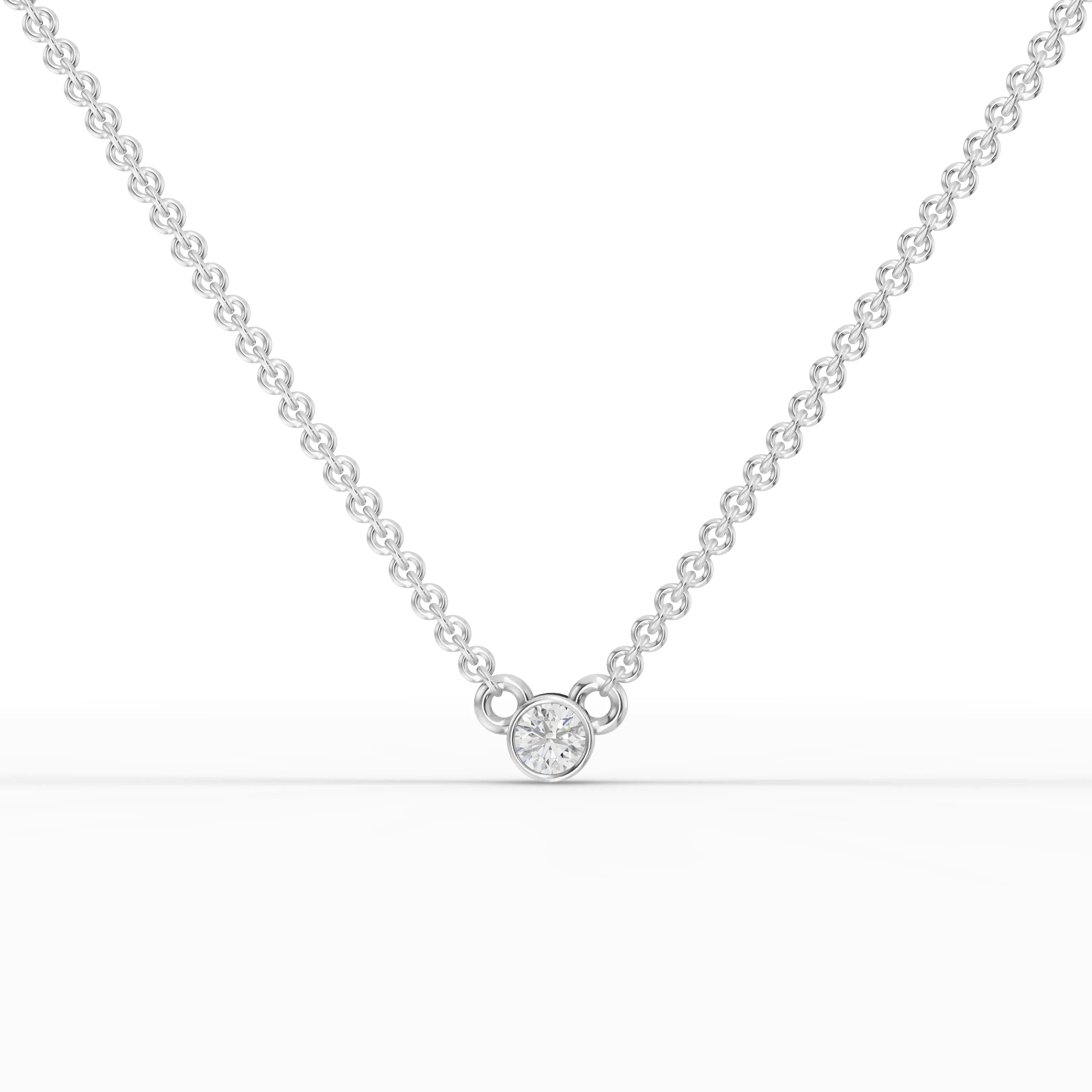 0.1CT Round Lab Diamond Bezel Set Solitaire Pendant