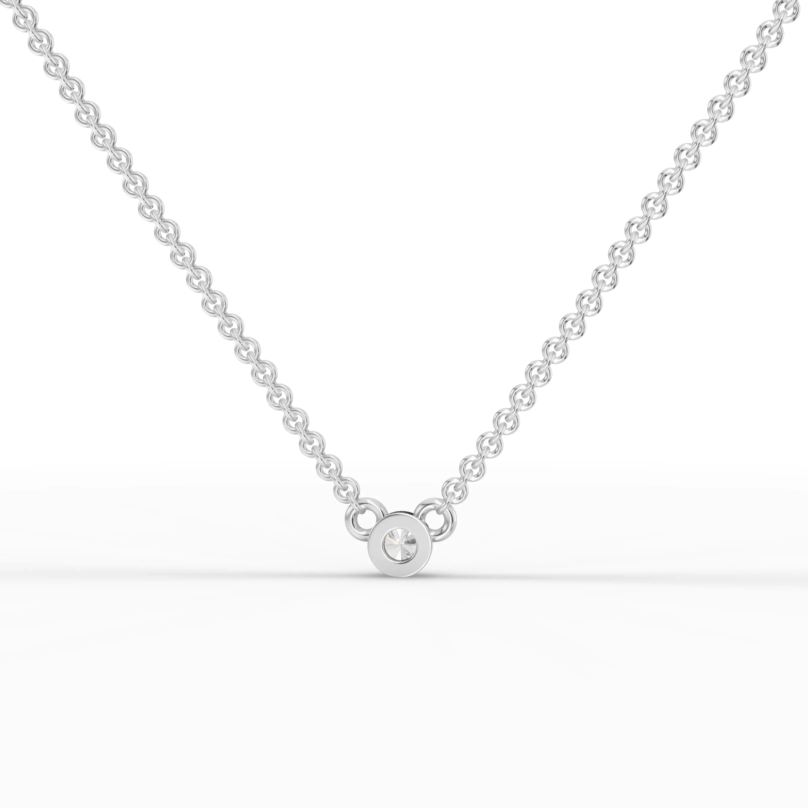 0.1CT Round Lab Diamond Bezel Set Solitaire Pendant