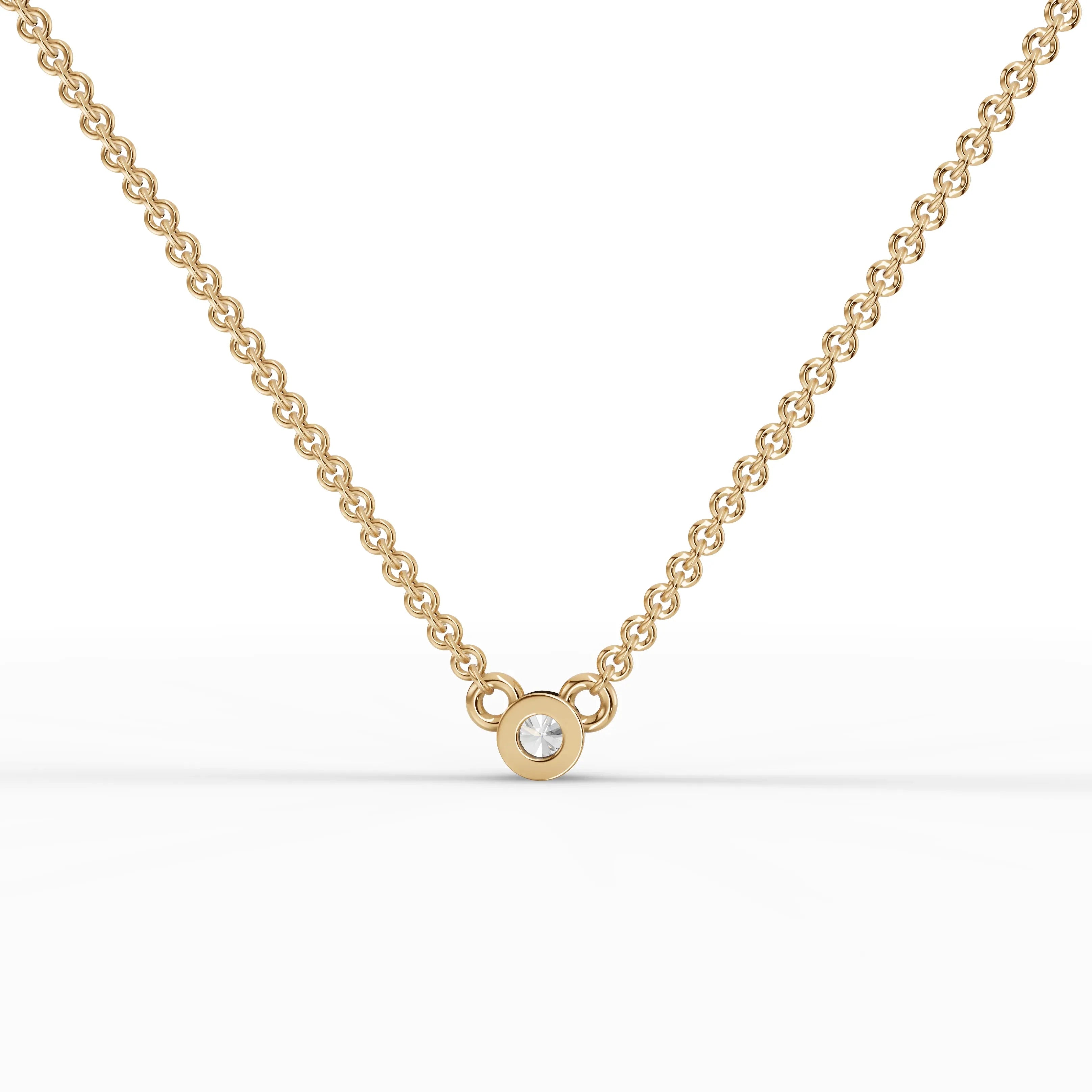 0.1CT Round Lab Diamond Bezel Set Solitaire Pendant