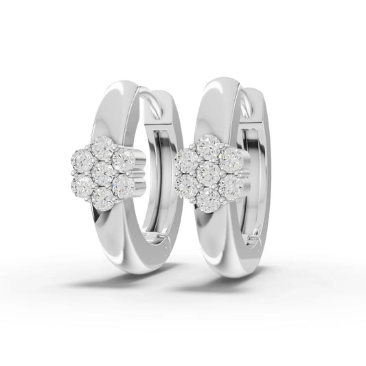 0.2CT Round Lab Diamond Flower Cluster Huggie Earrings