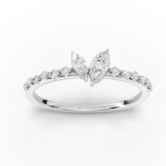 0.36CT Marquise Lab Diamond Two Stone Accent Engagement Ring