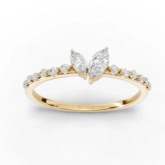 0.36CT Marquise Lab Diamond Two Stone Accent Engagement Ring