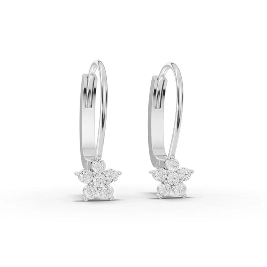 0.3CT Round Lab Diamond Drop Cluster Hoops Floral Earrings