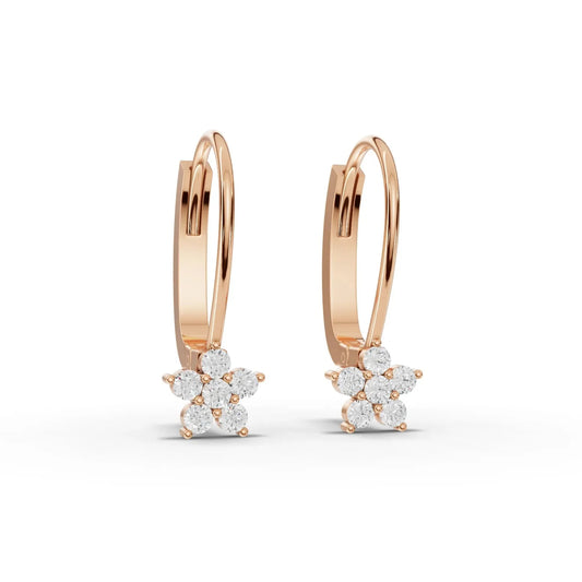 0.3CT Round Lab Diamond Drop Cluster Hoops Floral Earrings