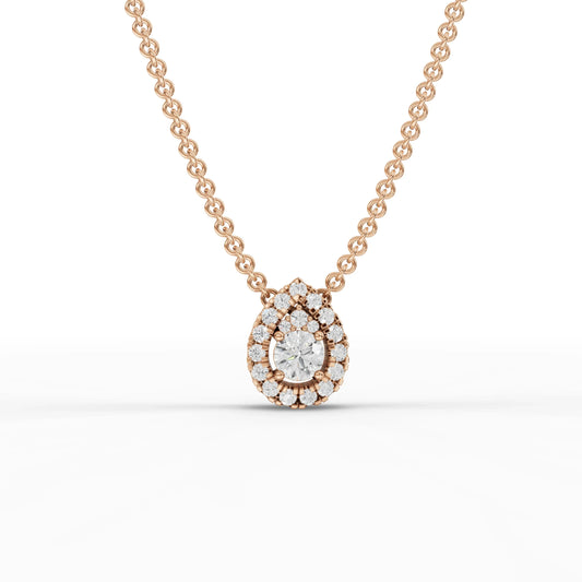 0.44CT Round Lab Diamond Teardrop Halo Pendant