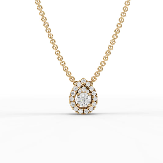 0.44CT Round Lab Diamond Teardrop Halo Pendant