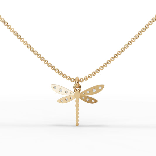 0.47CT Round Lab Diamond Dragon Fly Chain Pendant