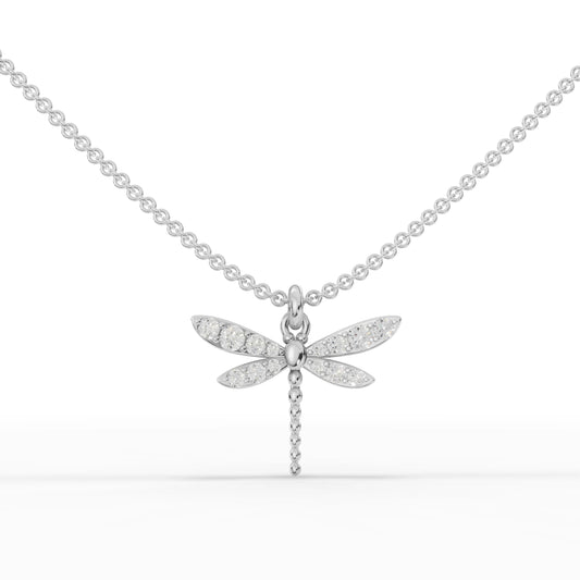 0.47CT Round Lab Diamond Dragon Fly Chain Pendant