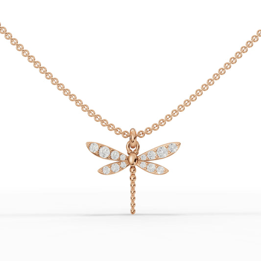 0.47CT Round Lab Diamond Dragon Fly Chain Pendant