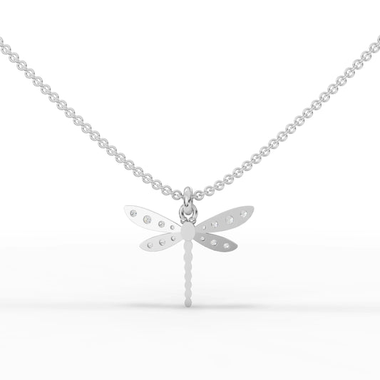 0.47CT Round Lab Diamond Dragon Fly Chain Pendant