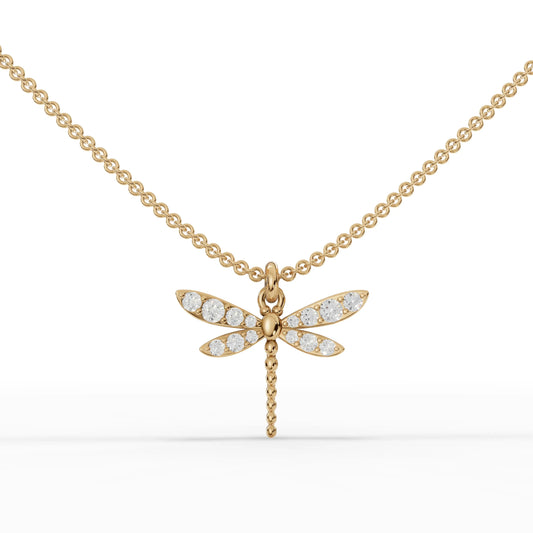 0.47CT Round Lab Diamond Dragon Fly Chain Pendant