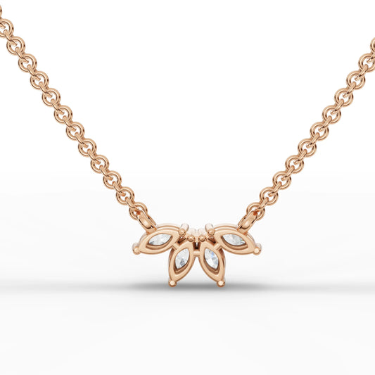 0.4CT Marquise Lab Diamond Cluster Chain Pendant