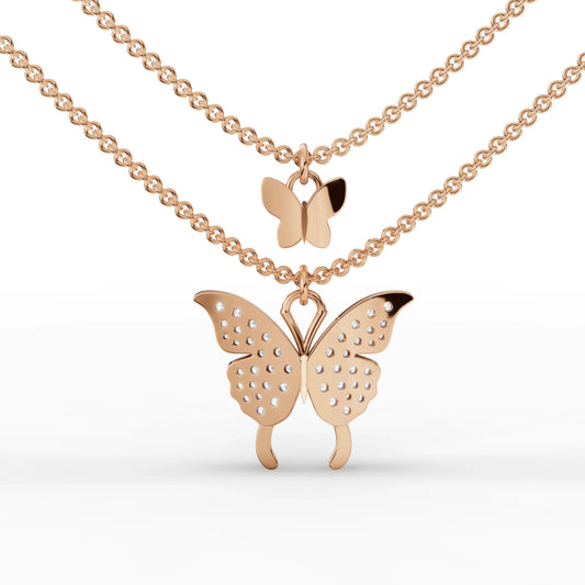 0.4CT Round Lab Diamond Layered Butterfly Chain Pendant