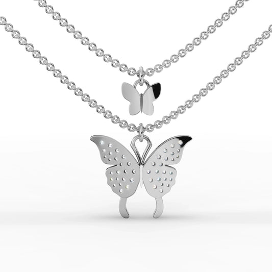 0.4CT Round Lab Diamond Layered Butterfly Chain Pendant