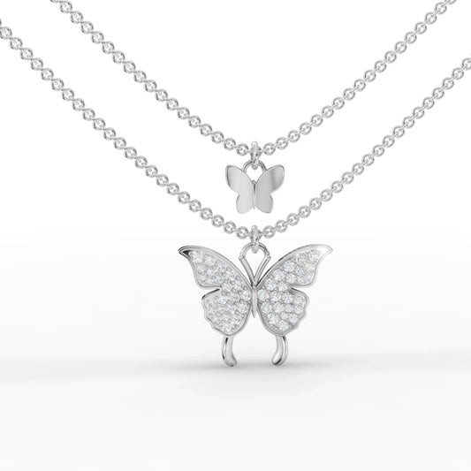 0.4CT Round Lab Diamond Layered Butterfly Chain Pendant
