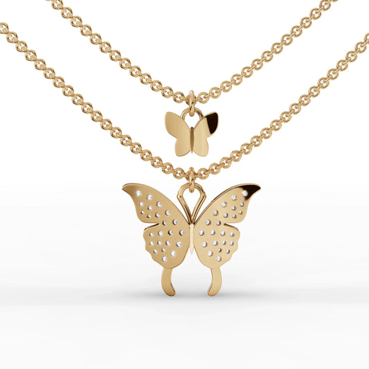 0.4CT Round Lab Diamond Layered Butterfly Chain Pendant