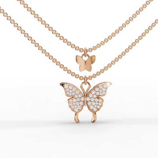 0.4CT Round Lab Diamond Layered Butterfly Chain Pendant