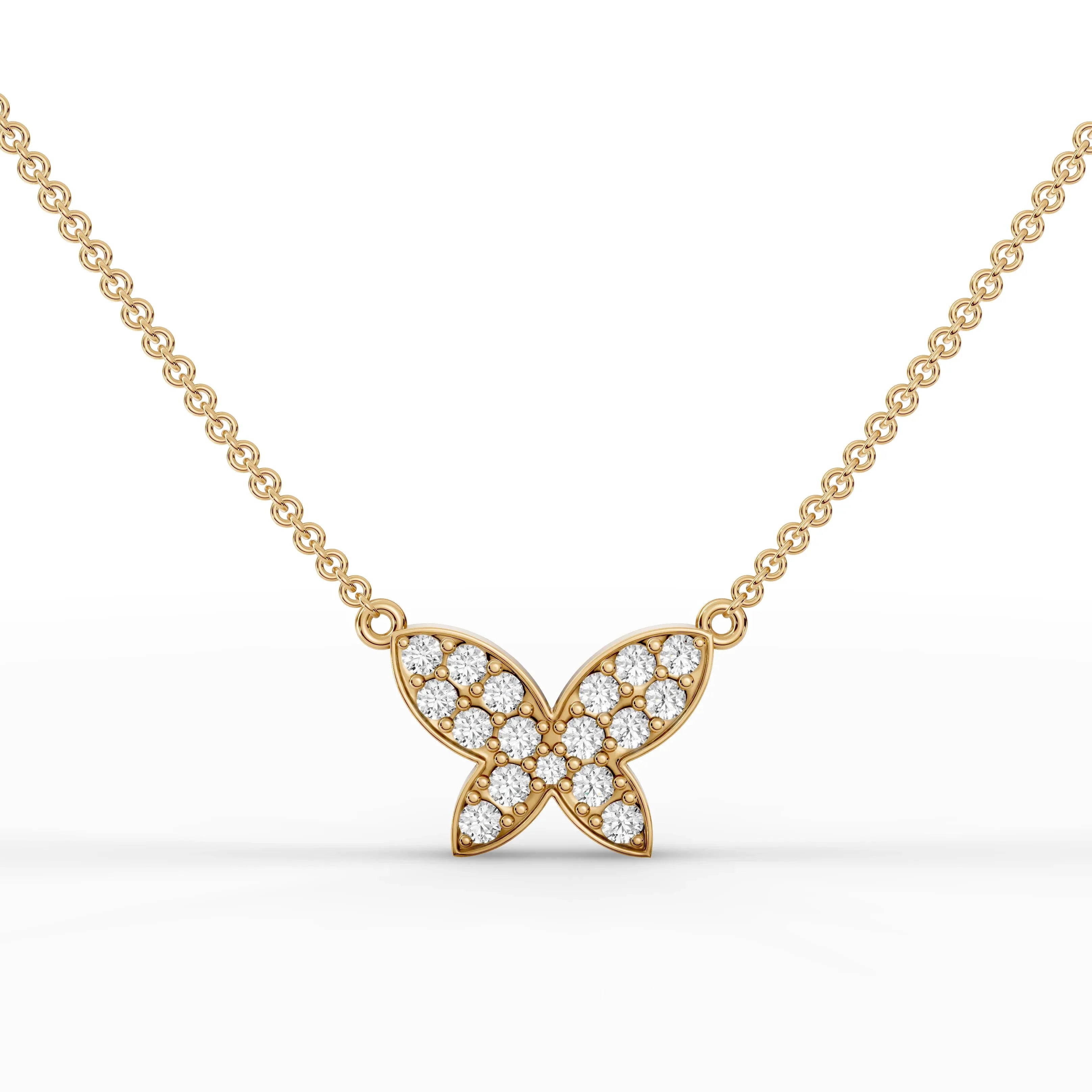 0.52CT Round Lab Diamond Butterfly Chain Pendant