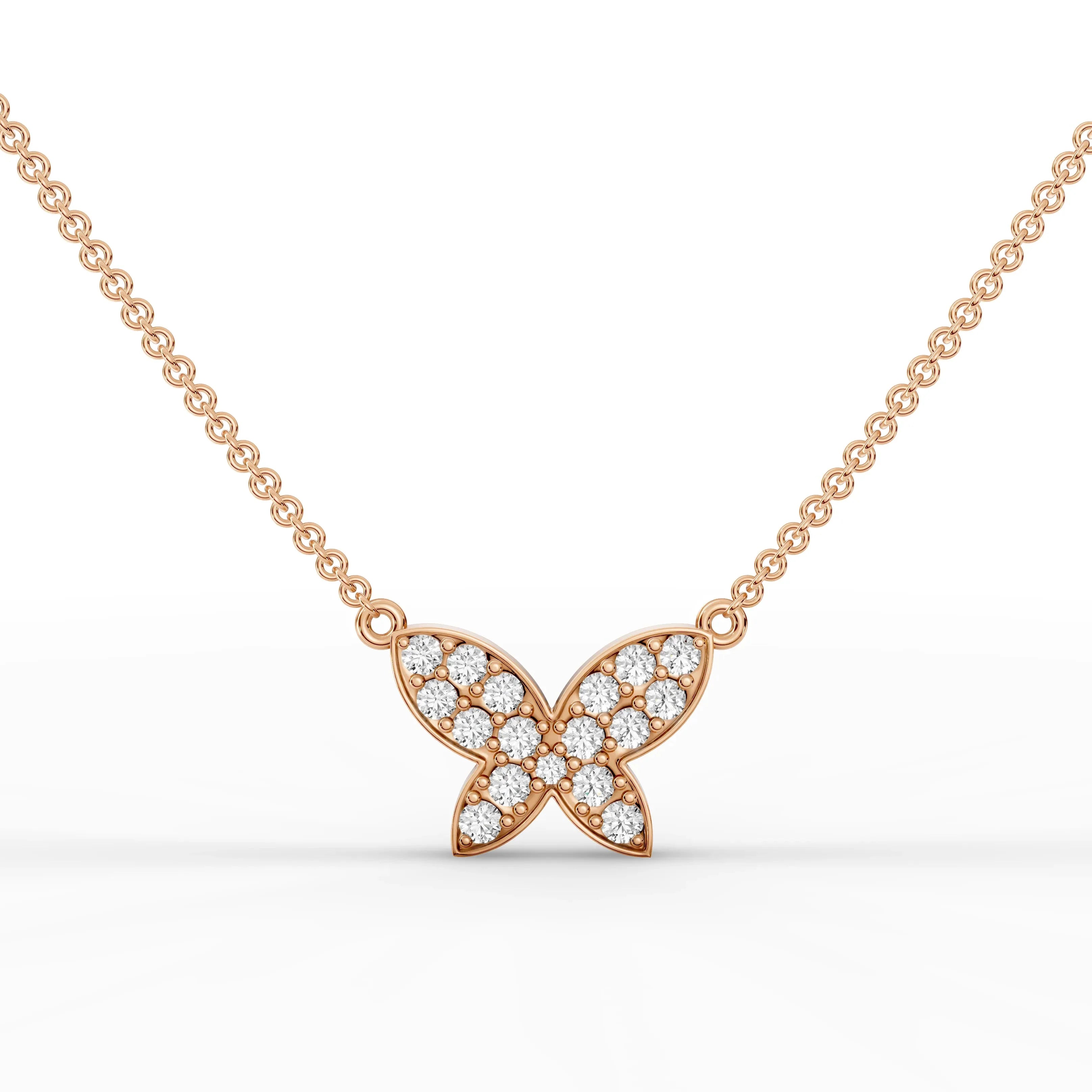 0.52CT Round Lab Diamond Butterfly Chain Pendant