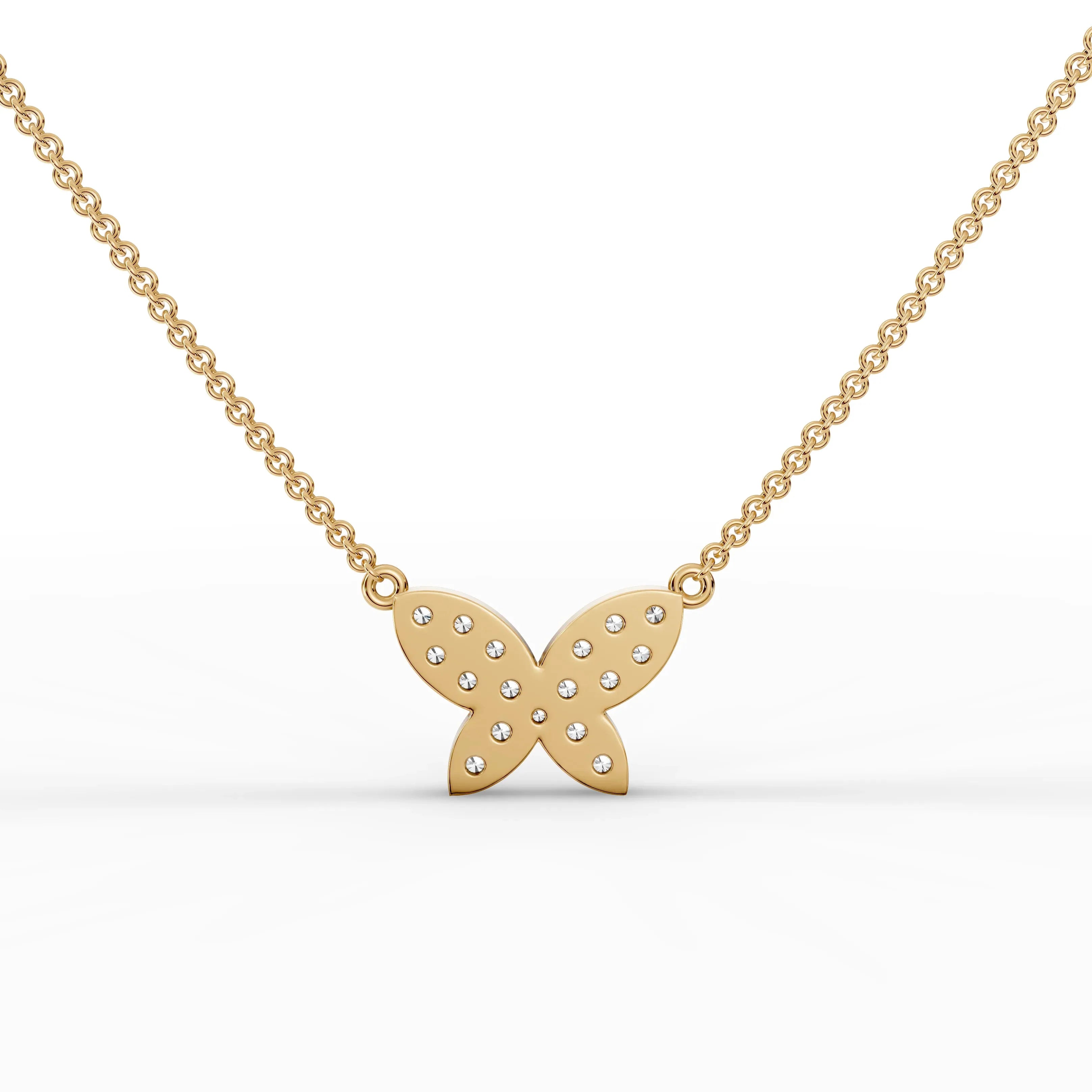 0.52CT Round Lab Diamond Butterfly Chain Pendant