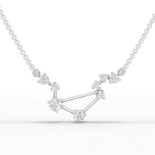 0.5CT Libra Zodiac Round Lab Diamond Chain Pendant