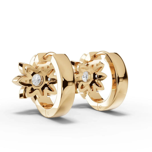 0.62CT Round Lab Diamond Floral Huggie Earrings