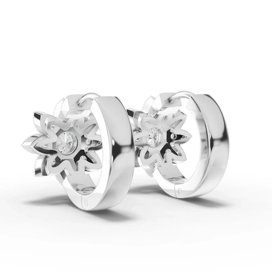 0.62CT Round Lab Diamond Floral Huggie Earrings