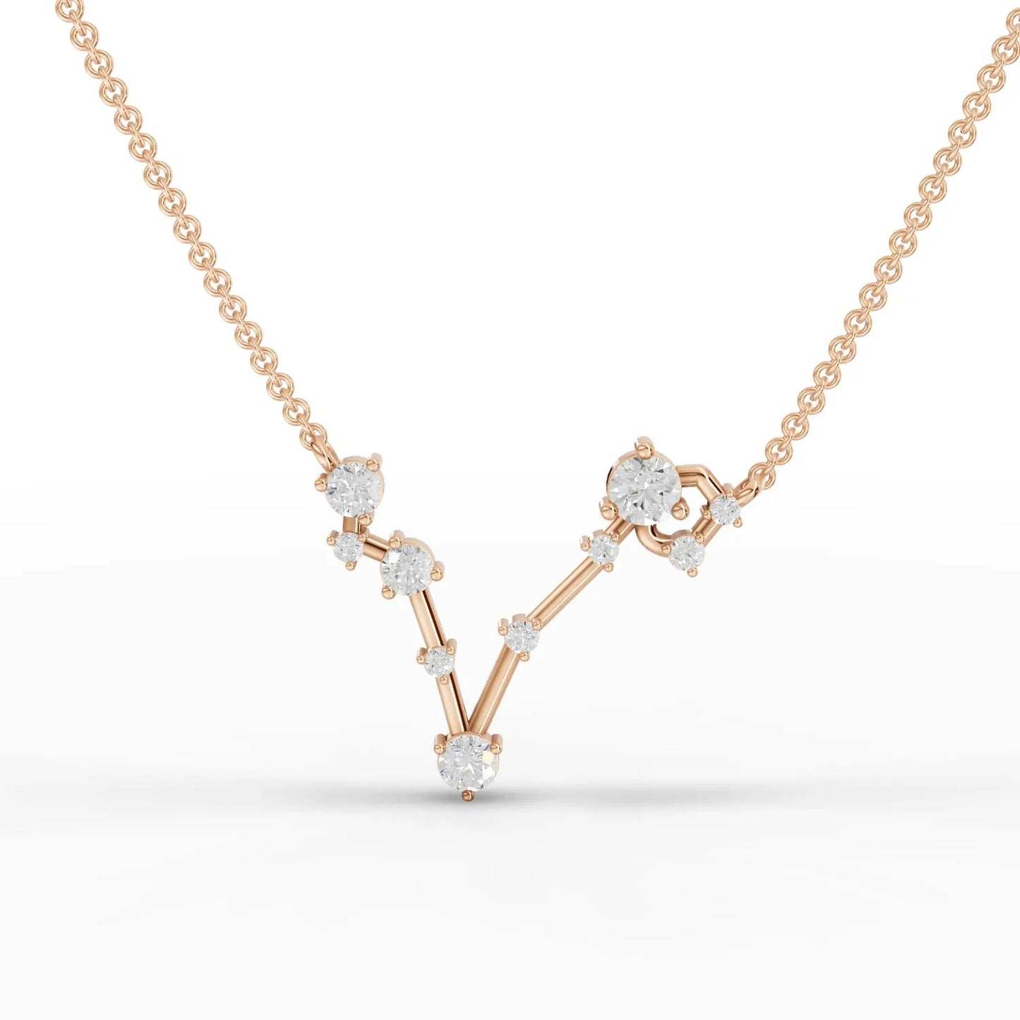 0.64CT Pisces Zodiac Round Lab Diamond Chain Pendant