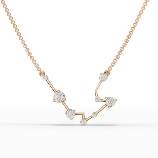 0.6CT Aquarius Zodiac Round Lab Diamond Chain Pendant