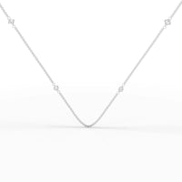 0.6CT Princess Round Lab Diamond Station Necklace