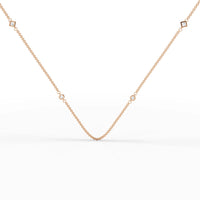 0.6CT Princess Round Lab Diamond Station Necklace