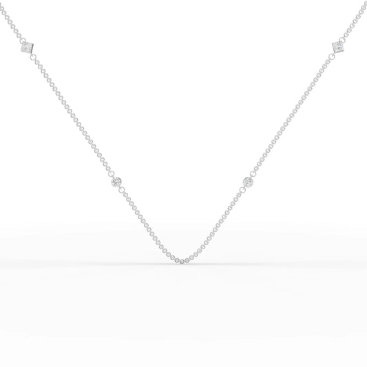 0.6CT Princess Round Lab Diamond Station Necklace