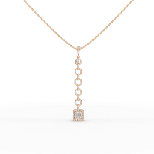 0.73CT Baguette Lab Diamond Modern Link Chain Pendant