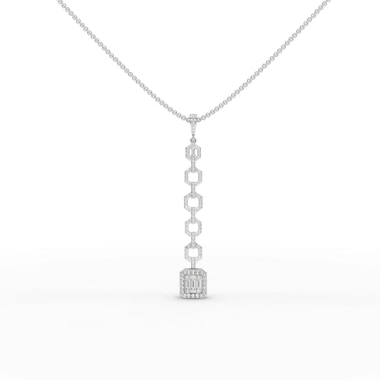 0.73CT Baguette Lab Diamond Modern Link Chain Pendant