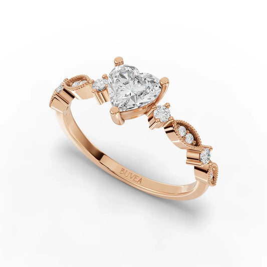 0.74CT Heart Lab Diamond Premium Accent Engagement Ring