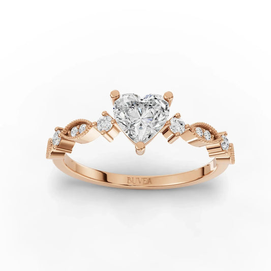 0.74CT Heart Lab Diamond Premium Accent Engagement Ring