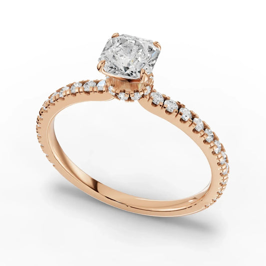 0.78CT Cushion Lab Diamond Halo Accent Engagement Ring
