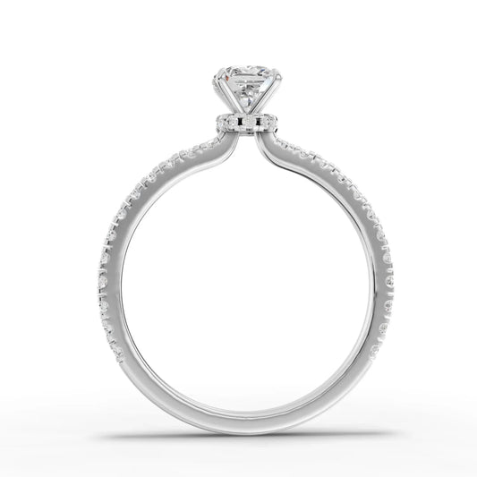 0.78CT Cushion Lab Diamond Halo Accent Engagement Ring
