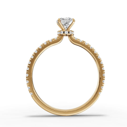 0.78CT Cushion Lab Diamond Halo Accent Engagement Ring