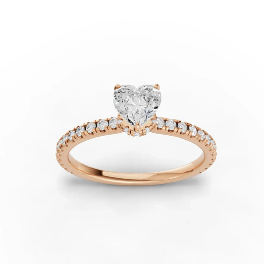 0.79CT Heart Lab Diamond Hidden Halo Accent Engagement Ring