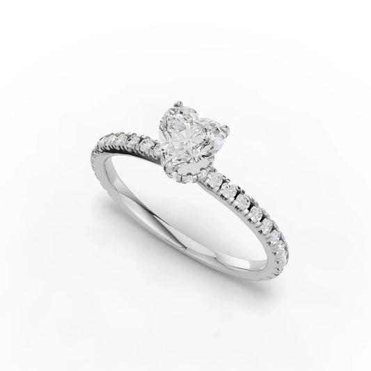 0.79CT Heart Lab Diamond Hidden Halo Accent Engagement Ring
