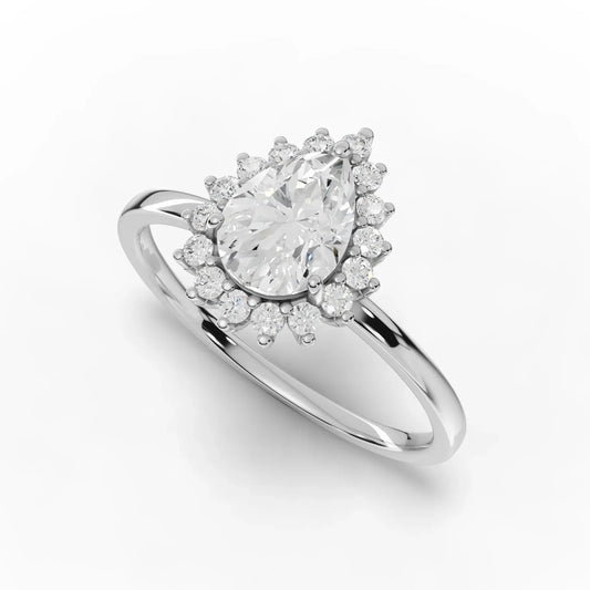 0.91CT Pear Lab Diamond Halo Engagement Ring